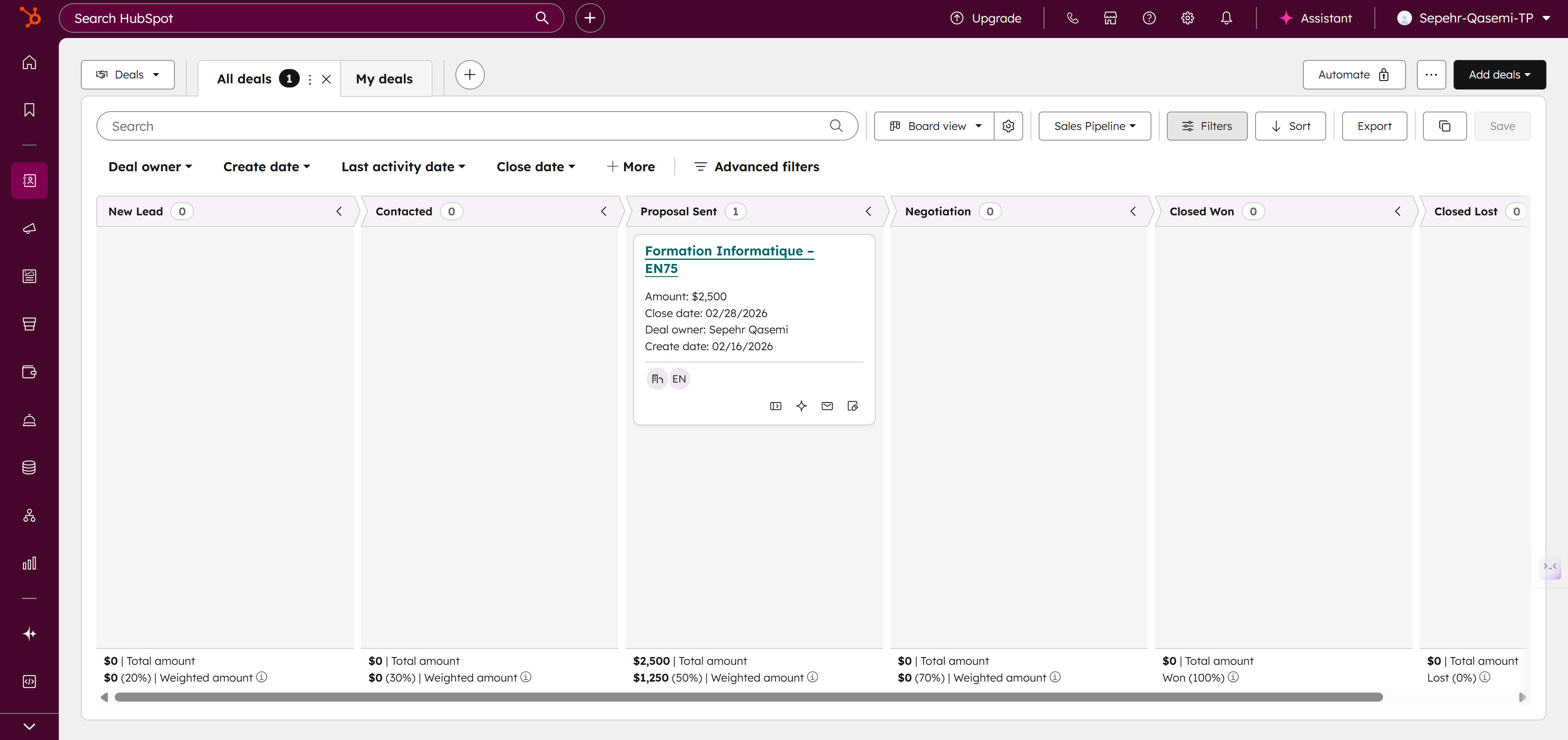 HubSpot assignment screenshot 7